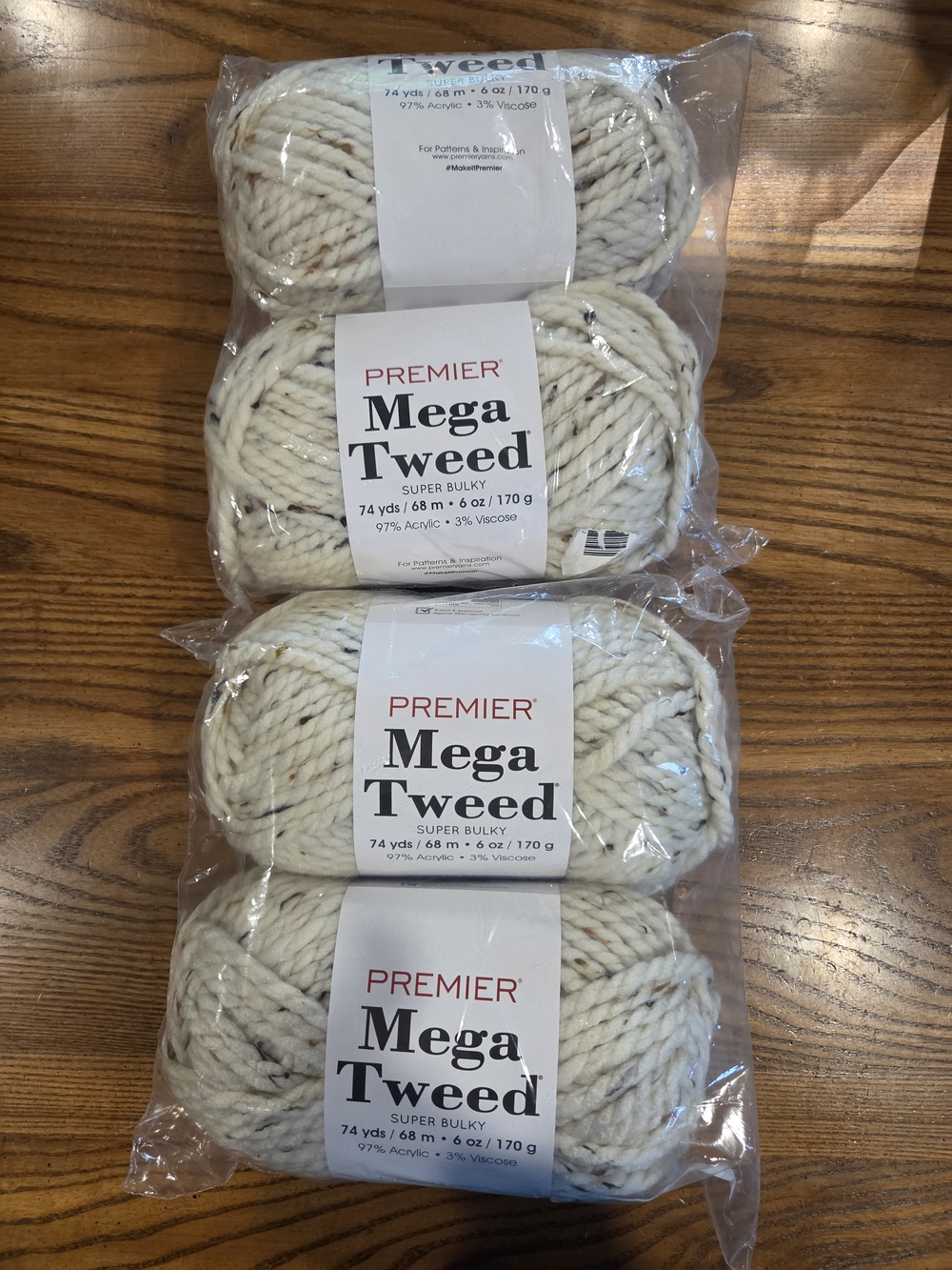 Premier Mega Tweed Yarn Skeins in Cream with Speckled Flecks